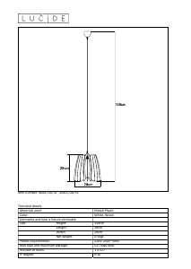 Bruksanvisning Lucide 46407/26/31 Etta Lampa