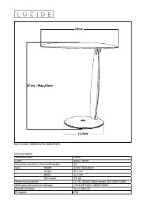 Mode d’emploi Lucide 46602/04/31 Jara led Lampe