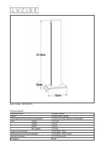 Manual de uso Lucide 48550/10/72 Sytze Lámpara