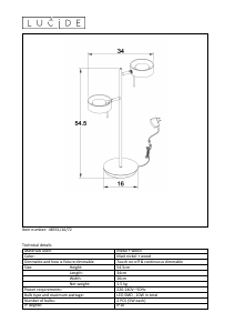 Käyttöohje Lucide 48551/10/72 Enia led Lamppu