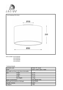 Mode d’emploi Lucide 61113/35/41 Coral Lampe