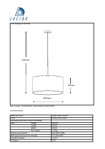 Manual Lucide 61455/50/31 Cliff Lampă