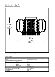 Manuale Lucide 70179/40/11 Collin Lampada