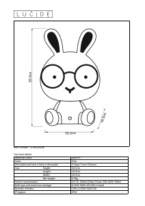 Посібник Lucide 71591/03/66 Dodo rabbit Лампа
