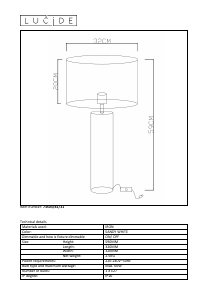 Руководство Lucide 73503/81/31 Yessin Светильник