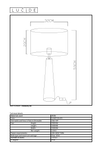 Bruksanvisning Lucide 73504/81/30 Yessin Lampa