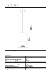 Mode d’emploi Lucide 74402/25/65 Owino Lampe