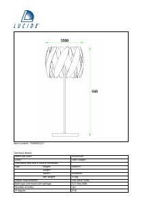 説明書 Lucide 74500/01/17 Vivana ランプ
