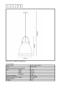 Руководство Lucide 75400/01/30 Gaillon Светильник