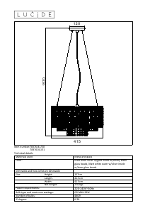 Руководство Lucide 78376/41/30 Raka Светильник