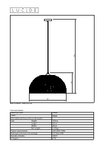 사용 설명서 Lucide 78387/01/30 Mesh 램프