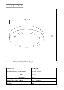 Instrukcja Lucide 79179/12/70 Dimy Lampa