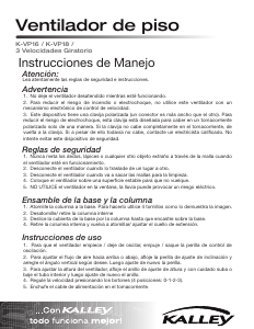 Manual de uso Kalley K-VP18 Ventilador