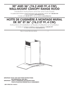 Manual Amana WVW51UC6FS Cooker Hood