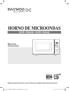 Manual de uso Daewoo KOR-1N3AS Microondas