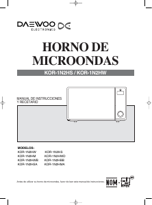 Manual de uso Daewoo KOR-1N2HW Microondas