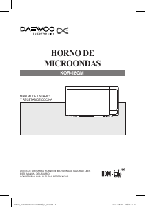 Manual de uso Daewoo KOR-18GM Microondas