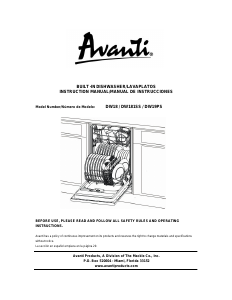 Handleiding Avanti DW181SS Vaatwasser