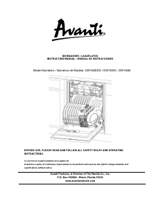 Manual Avanti DW182ESS Dishwasher