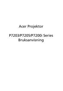 Bruksanvisning Acer P7203 Projektor
