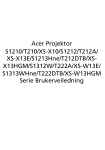 Bruksanvisning Acer XS-X13E Projektor