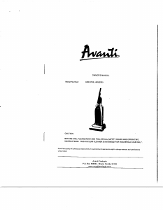 Manual Avanti HMU1100 Vacuum Cleaner