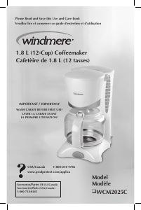 Handleiding Windmere WCM2025C Koffiezetapparaat