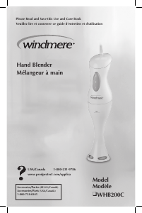 Manual Windmere WHB200C Hand Blender
