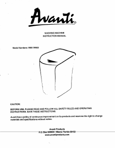 Handleiding Avanti W851 Wasmachine