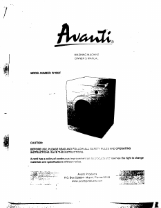 Manual Avanti W1092F Washing Machine