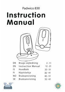 Bruksanvisning PADWICO 830 Babycall