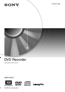 Manual Sony RDR-HX510 DVD Player