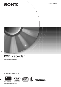 Manual Sony RDR-GX300 DVD Player