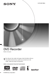 Mode d’emploi Sony RDR-HX720 Lecteur DVD