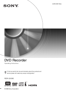 Manual Sony RDR-GX380 DVD Player