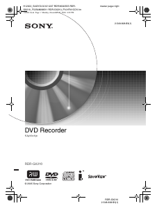 Käyttöohje Sony RDR-GX210 DVD-soitin