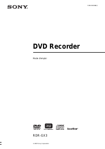 Mode d’emploi Sony RDR-GX3 Lecteur DVD