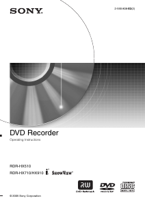 Manual Sony RDR-HX710 DVD Player
