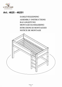 Hướng dẫn sử dụng Lifetime 4625-01w Giường áp mái