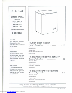 Mode d’emploi Diplomat DCF500W Congélateur