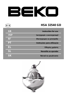 Manual BEKO HSA 32540 GD Freezer