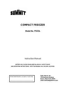 Manual Summit FS21L Freezer