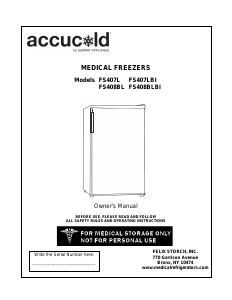 Manual Accucold FS408BLBISSHV Freezer