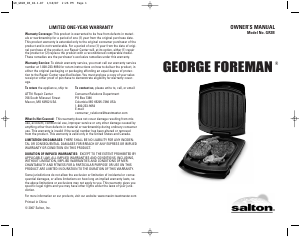 Bruksanvisning George Foreman GR2B Smörgåsgrill
