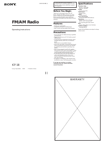 Manual Sony ICF-18 Radio