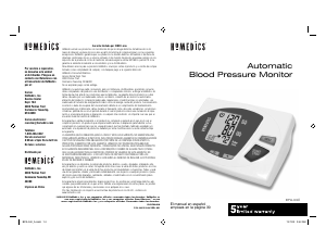 Manual Homedics BPA-040 Blood Pressure Monitor