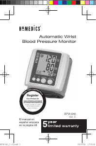 Manual Homedics BPW-040 Blood Pressure Monitor