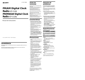 Manual de uso Sony ICF-C120L Radiodespertador