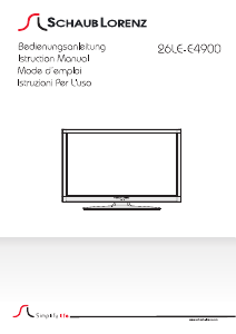 Mode d’emploi Schaub Lorenz 26LE-E4900 Téléviseur LED