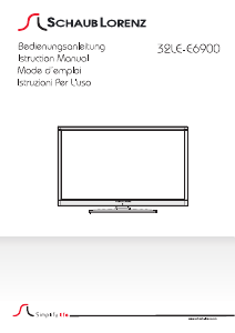 Mode d’emploi Schaub Lorenz 32LE-E6900 Téléviseur LED